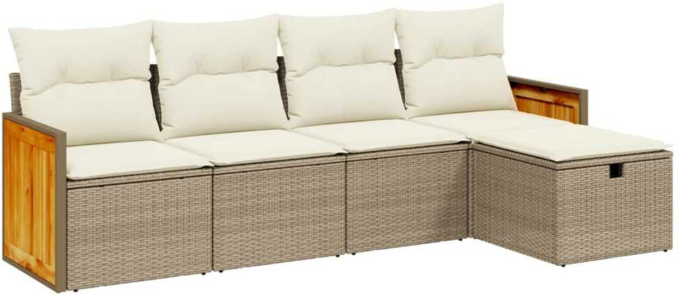 Sofa Sofos komplektas su pagalvėlėmis, 5 dalių, smėlio, poliratanas