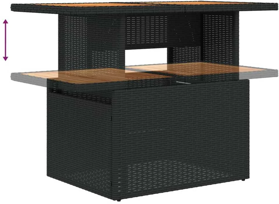 Sofa Sofos komplektas su pagalvėlėmis, 7 dalių, juodas, poliratanas