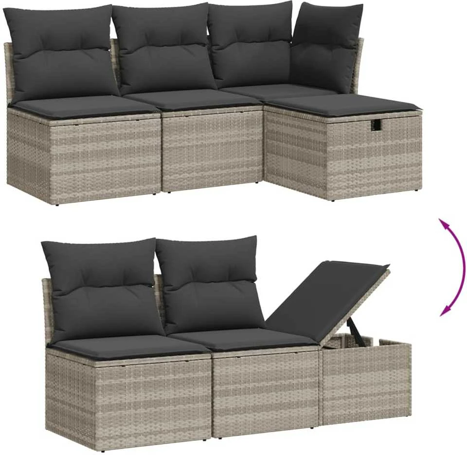 Sofa Sofos komplektas su pagalvėlėmis, 7 dalių, pilkas, poliratanas