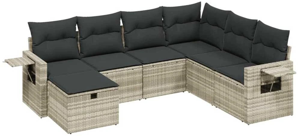 Sofa Sofos komplektas su pagalvėlėmis, 7 dalių, pilkas, poliratanas