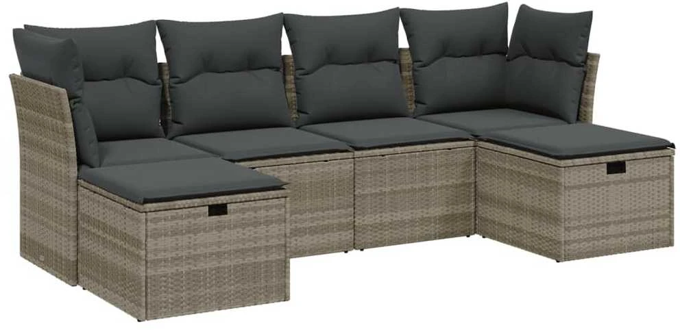 Sofa Sofos komplektas su pagalvėlėmis, 6 dalių, pilkas, poliratanas