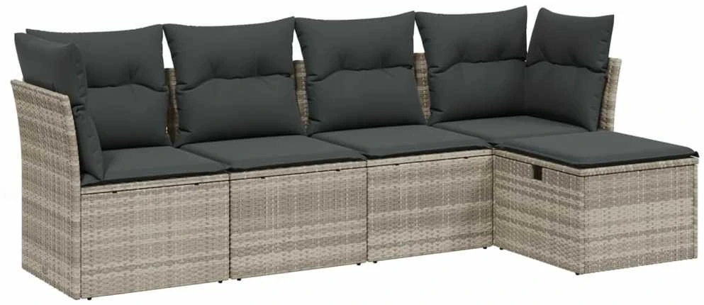 Sofa Sofos komplektas su pagalvėlėmis, 5 dalių, pilkas, poliratanas