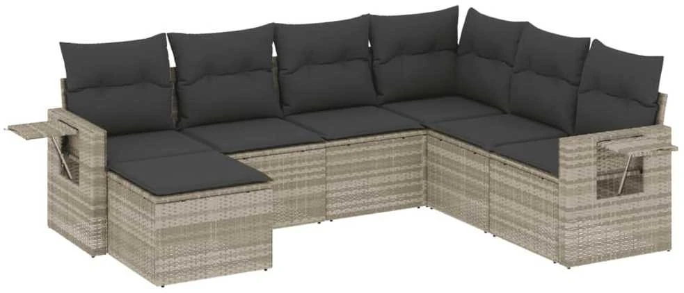 Sofa Sofos komplektas su pagalvėlėmis, 7 dalių, pilkas, poliratanas