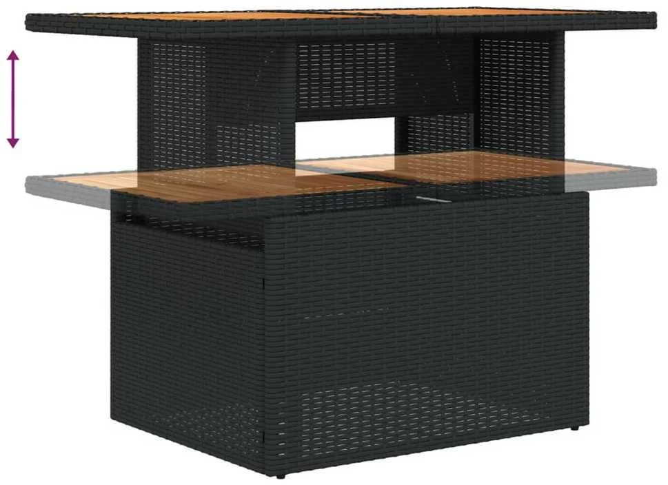Sofa Sofos komplektas su pagalvėlėmis, 6 dalių, juodas, poliratanas