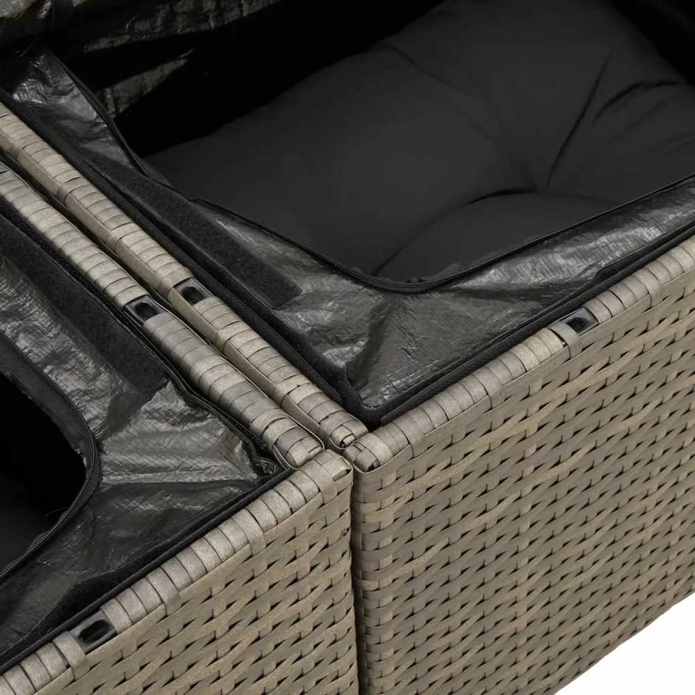 Sofa Sofos komplektas su pagalvėlėmis, 9 dalių, pilkas, poliratanas