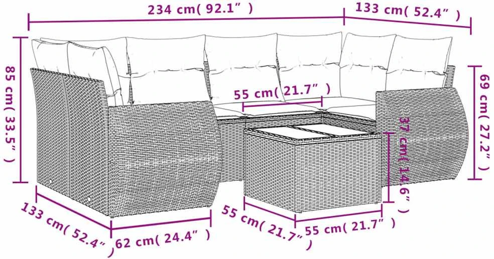 Lauko baldų komplektas Sofos komplektas su pagalvėlėmis, 7 dalių, smėlio, poliratanas