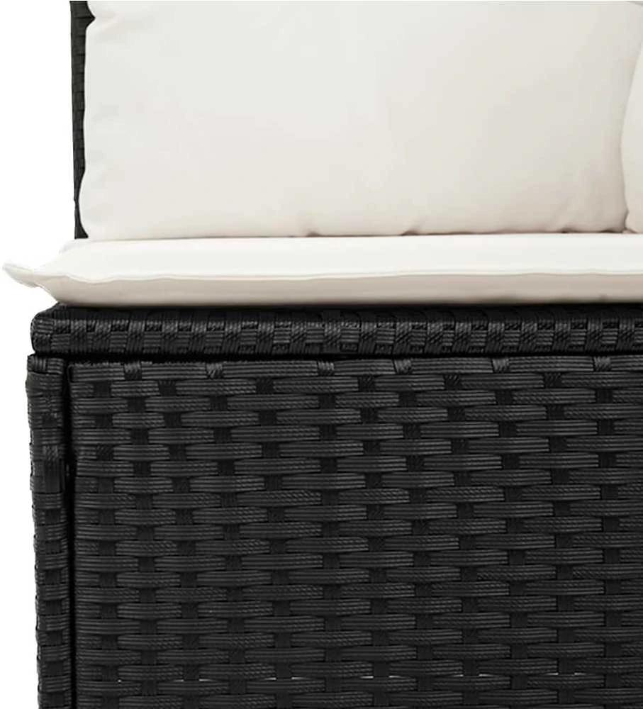 Lauko baldų komplektas Sofos komplektas su pagalvėlėmis, 12 dalių, juodas, poliratanas