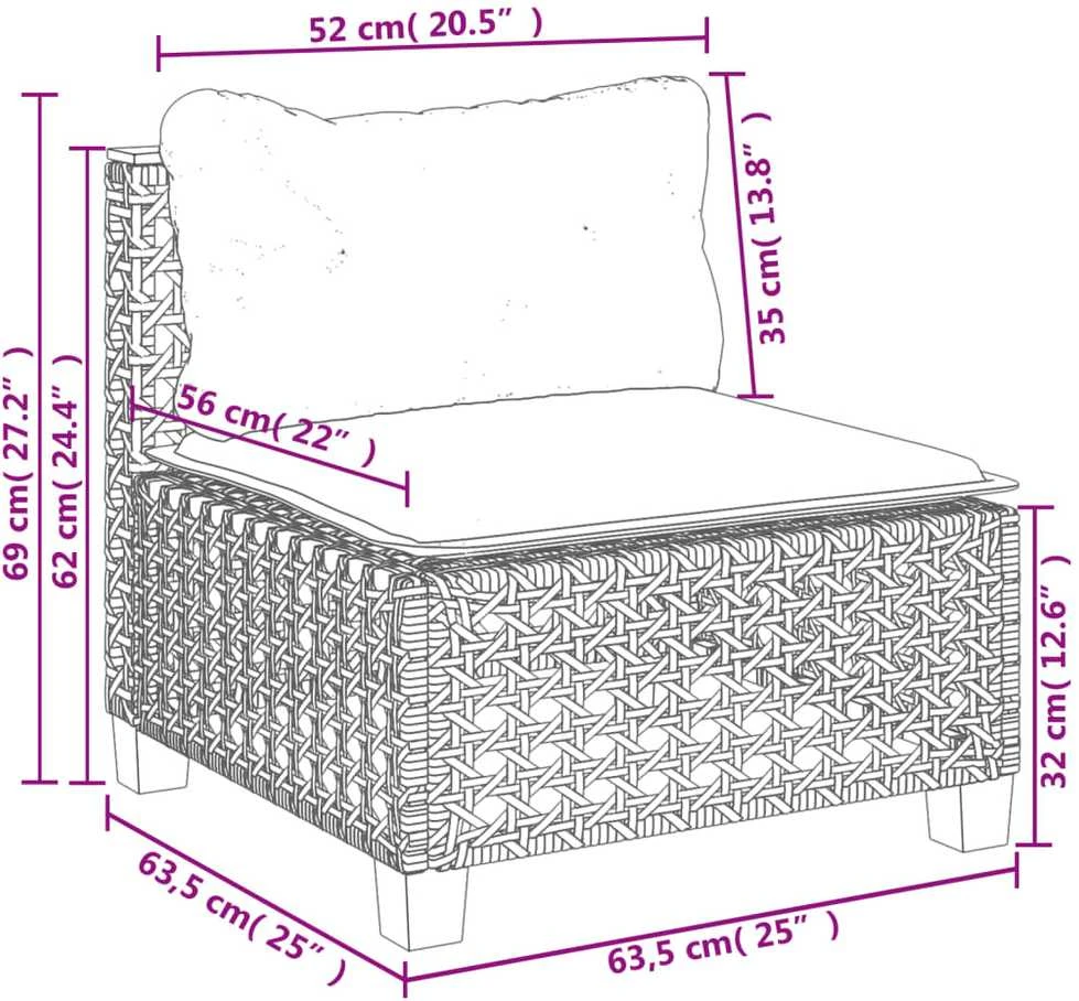 Lauko baldų komplektas Sofos komplektas su pagalvėlėmis, 7 dalių, pilkas, poliratanas