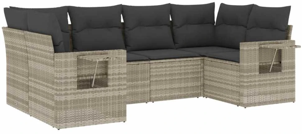 Sofa Sofos komplektas su pagalvėlėmis, 6 dalių, pilkas, poliratanas