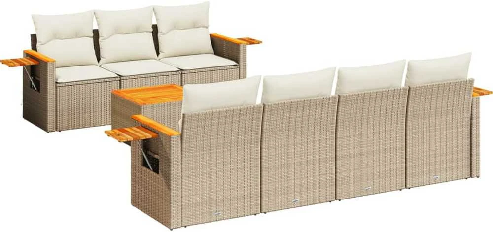 Sofa Sofos komplektas su pagalvėlėmis, 8 dalių, smėlio, poliratanas