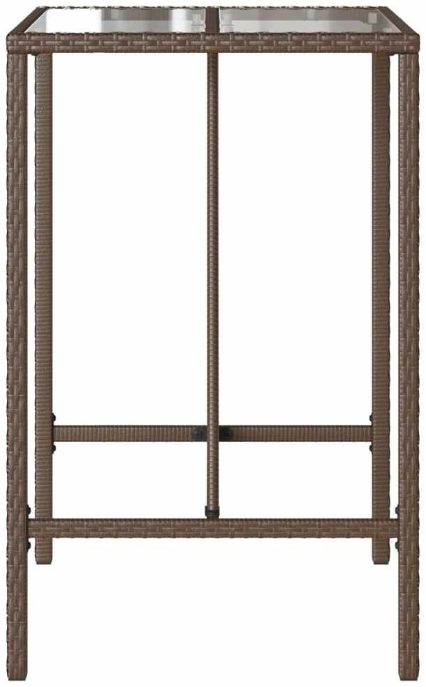 Lauko baro stalas, rudos spalvos, 70x70x110cm, poliratanas