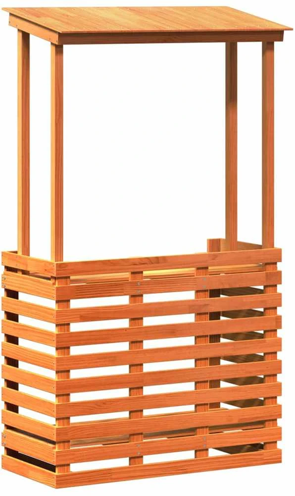 Lauko baro stalas su stogeliu, rudas, 112,5x57x195,5cm, mediena