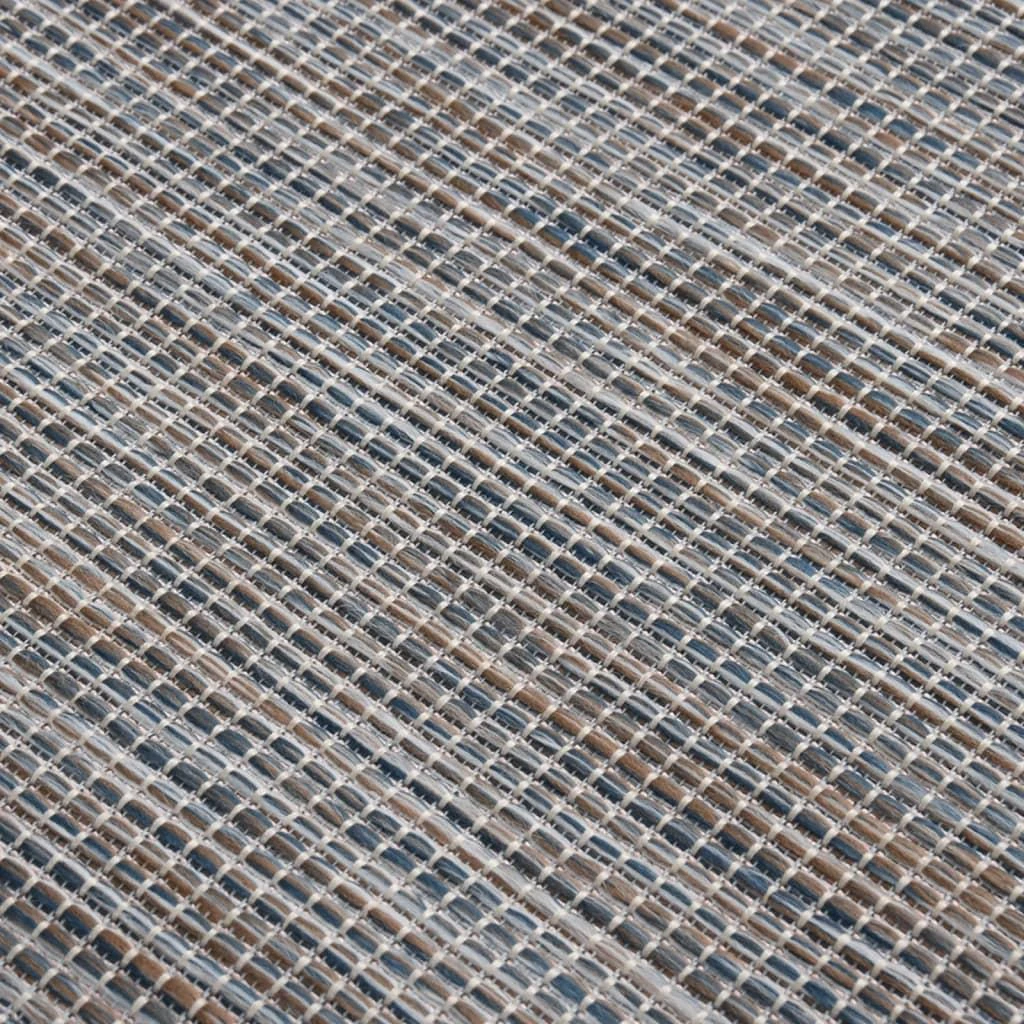 Lauko kilimėlis, rudas ir mėlyna, 80x250cm, plokščio pynimo