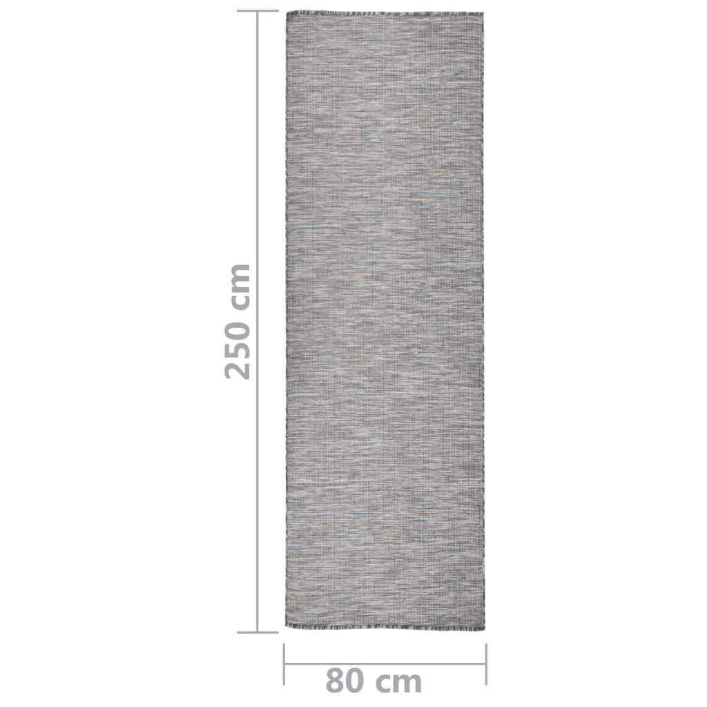 Lauko kilimėlis, rudas ir mėlyna, 80x250cm, plokščio pynimo