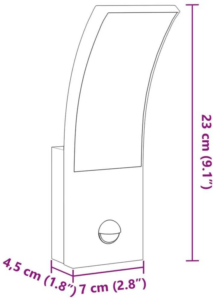 Lauko LED šviestuvai su jutikliais, 2vnt., balti, aliuminis