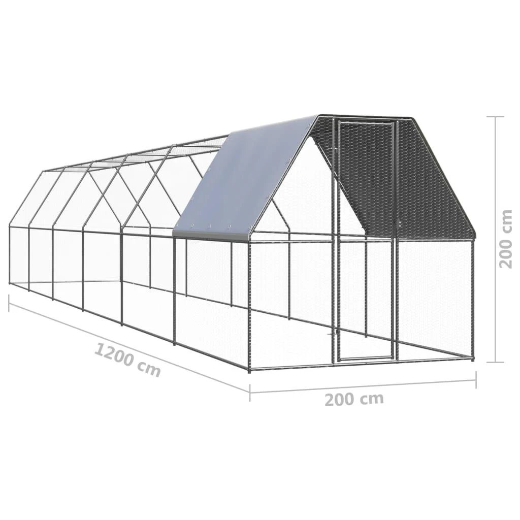 Lauko narvas viščiukams, 2x12x2m, galvanizuotas plienas
