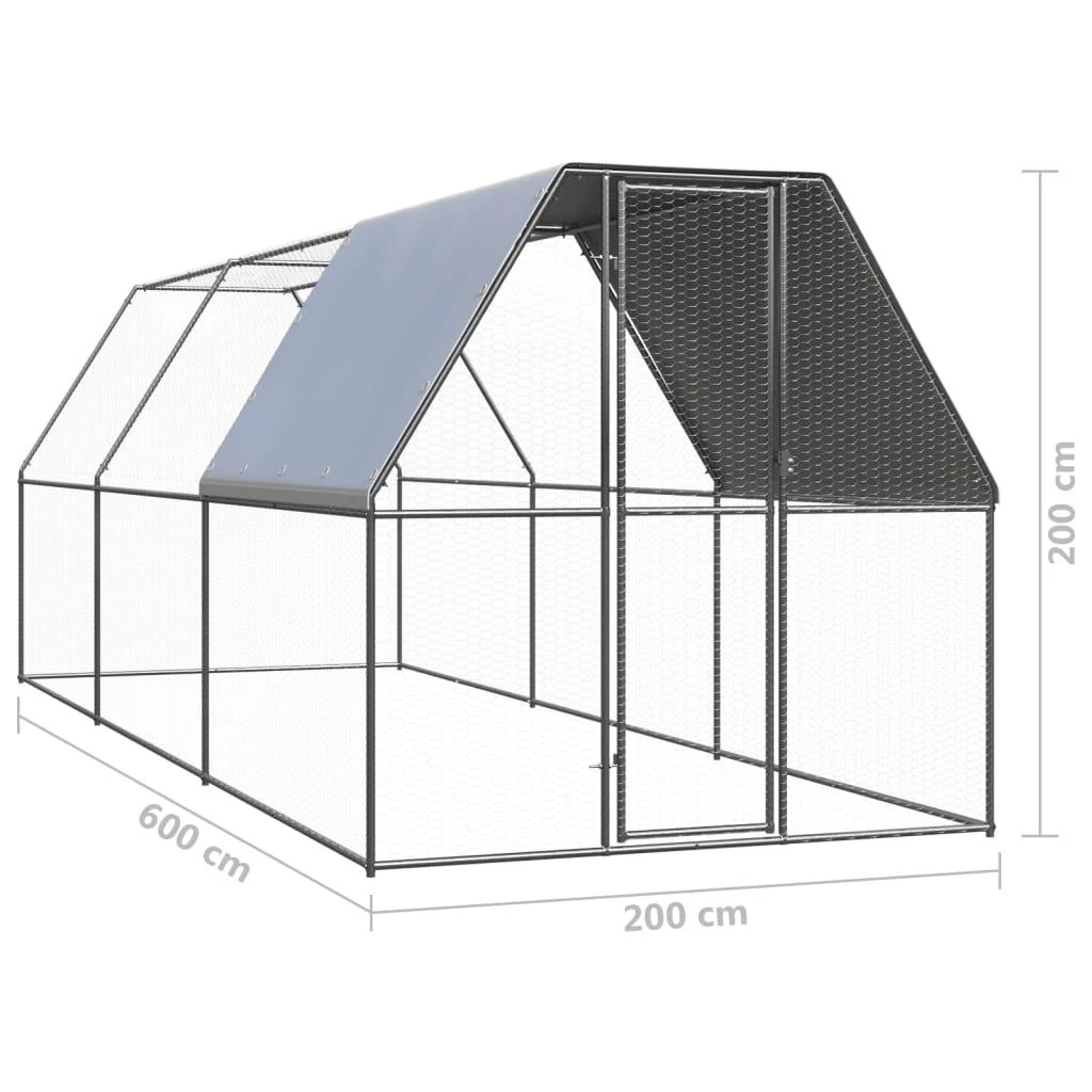 Lauko narvas viščiukams, 2x6x2m, galvanizuotas plienas