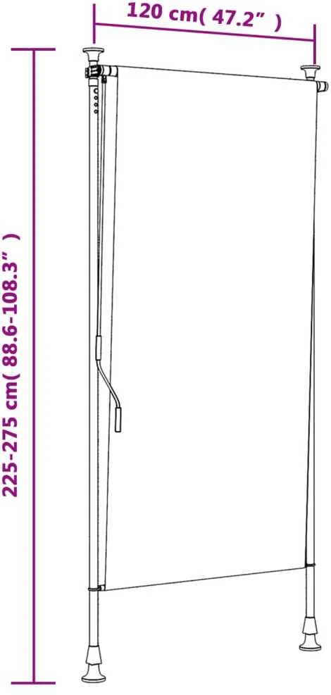 Lauko roletas, geltonas/baltas, 120x270cm, audinys ir plienas