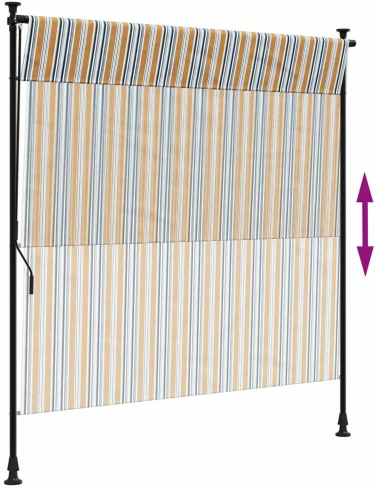 Lauko roletas, geltonas/baltas, 150x270cm, audinys ir plienas