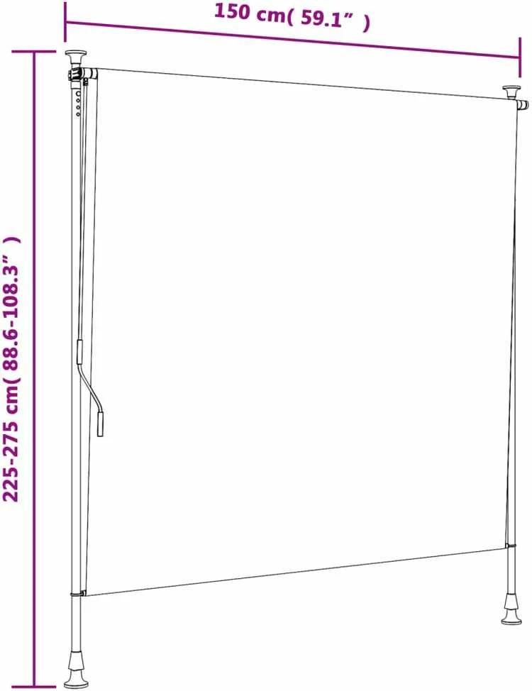 Lauko roletas, geltonas/baltas, 150x270cm, audinys ir plienas