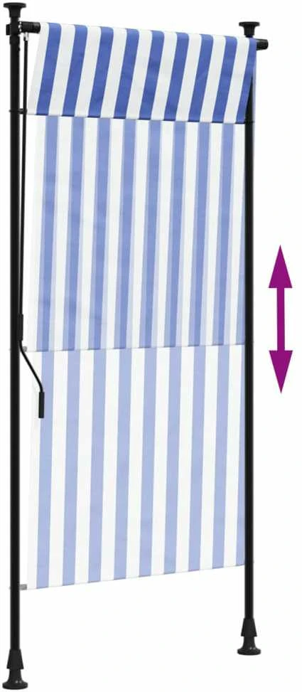 Lauko roletas, mėlynas ir baltas, 100x270cm, audinys ir plienas