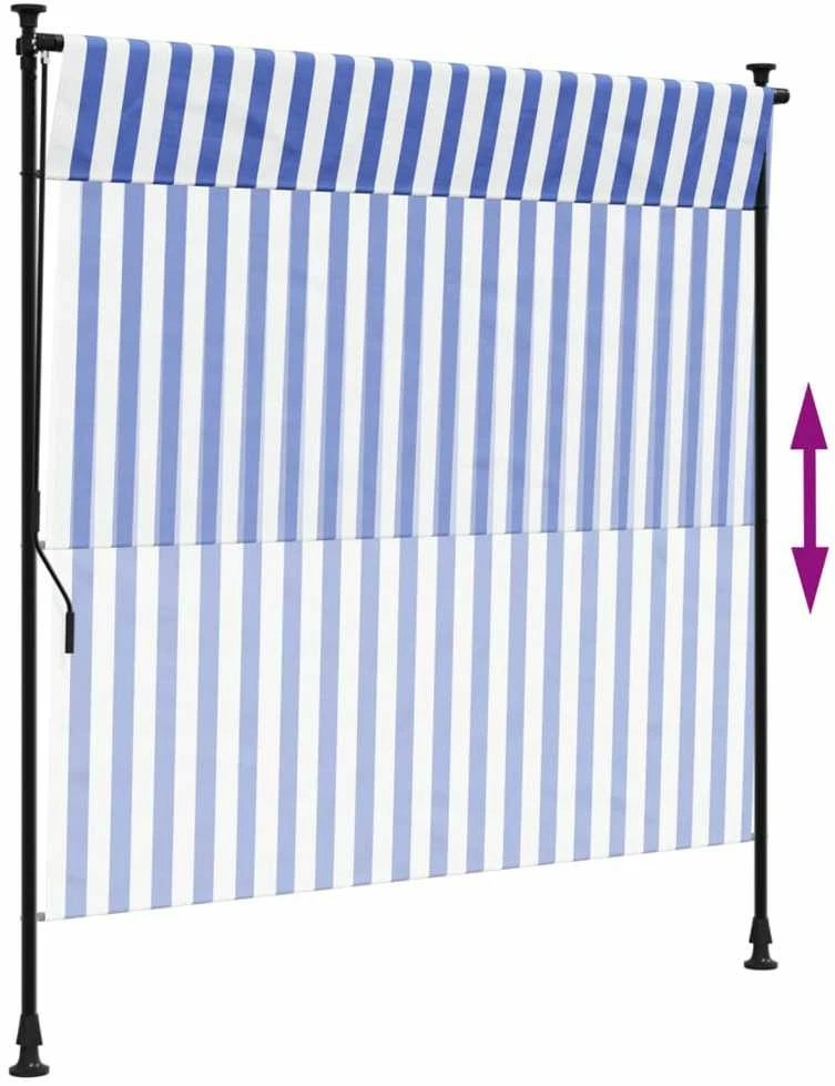Lauko roletas, mėlynas ir baltas, 150x270cm, audinys ir plienas