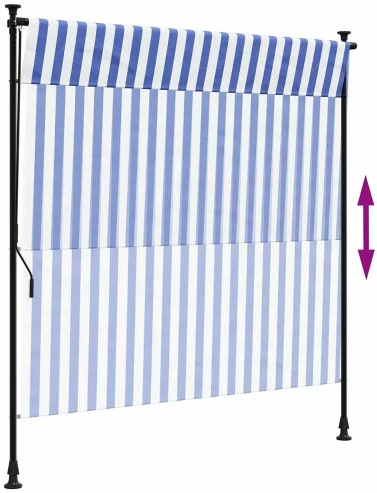 Lauko roletas, mėlynas ir baltas, 200x270cm, audinys ir plienas