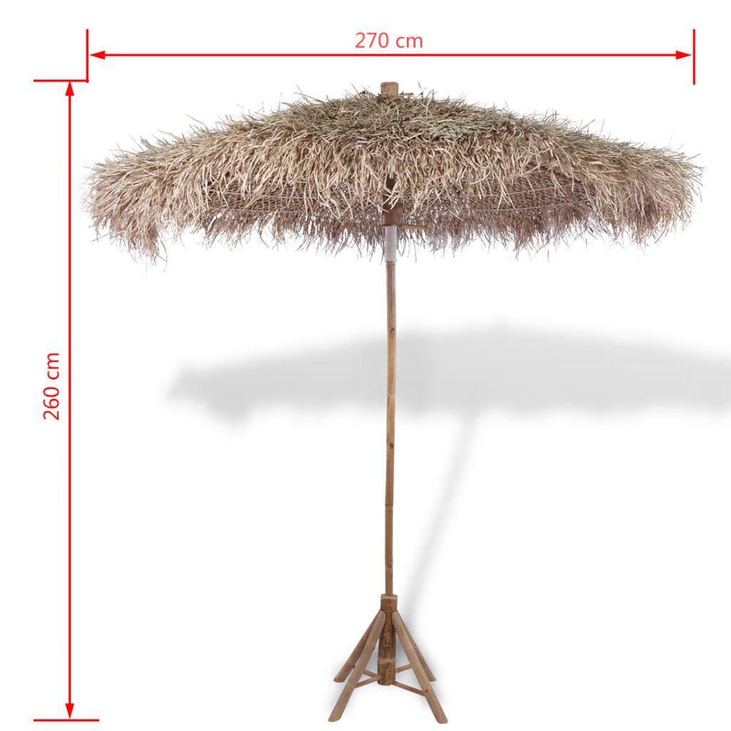 Skėtis nuo saulės, 270cm, bambukas, su stogu iš bananų lapų