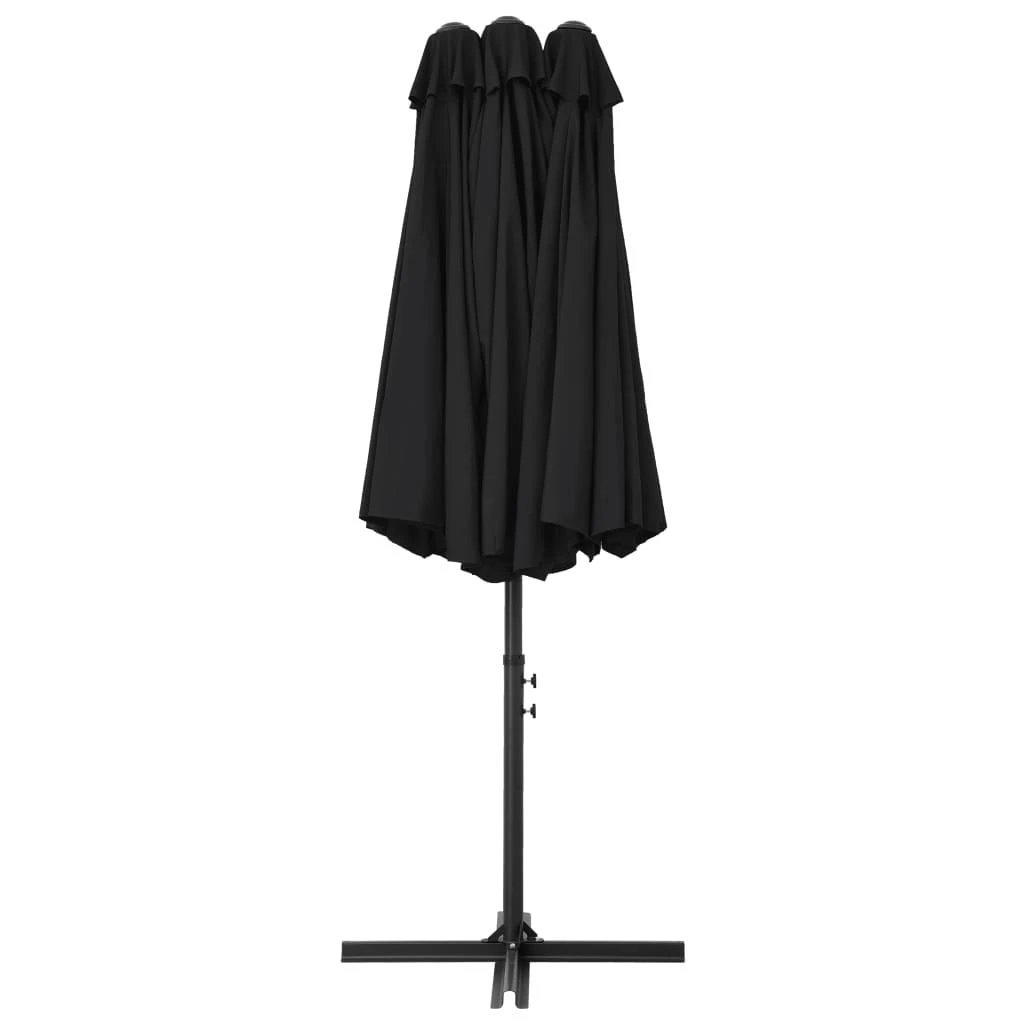 Lauko skėtis nuo saulės su aliuminio stulpu, juodas, 460x270cm