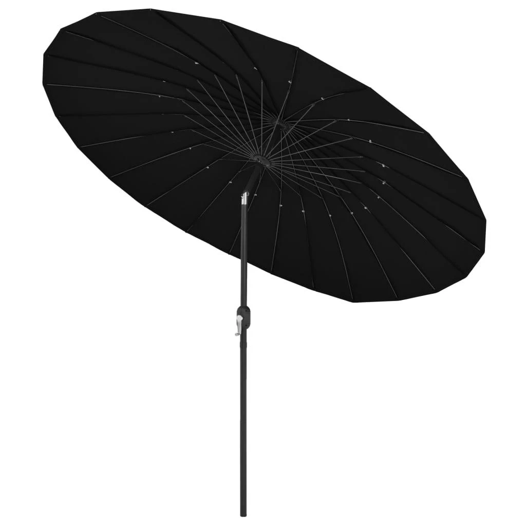 Lauko skėtis nuo saulės su aliuminio stulpu, juodas, 270cm