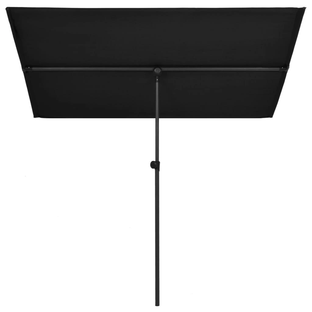 Sodo skėtis nuo saulės su aliuminio stulpu, juodas, 2x1,5m