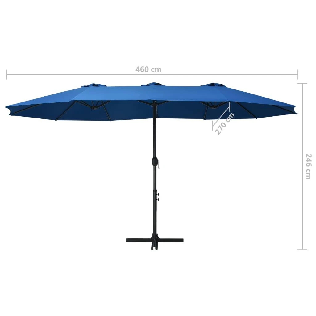 Lauko skėtis nuo saulės su aliuminio stulpu, mėlynas, 460x270cm