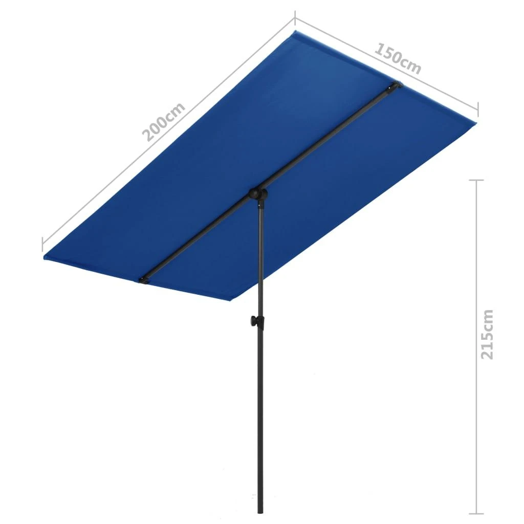 Sodo skėtis nuo saulės su aliuminio stulpu, mėlynas, 2x1,5m
