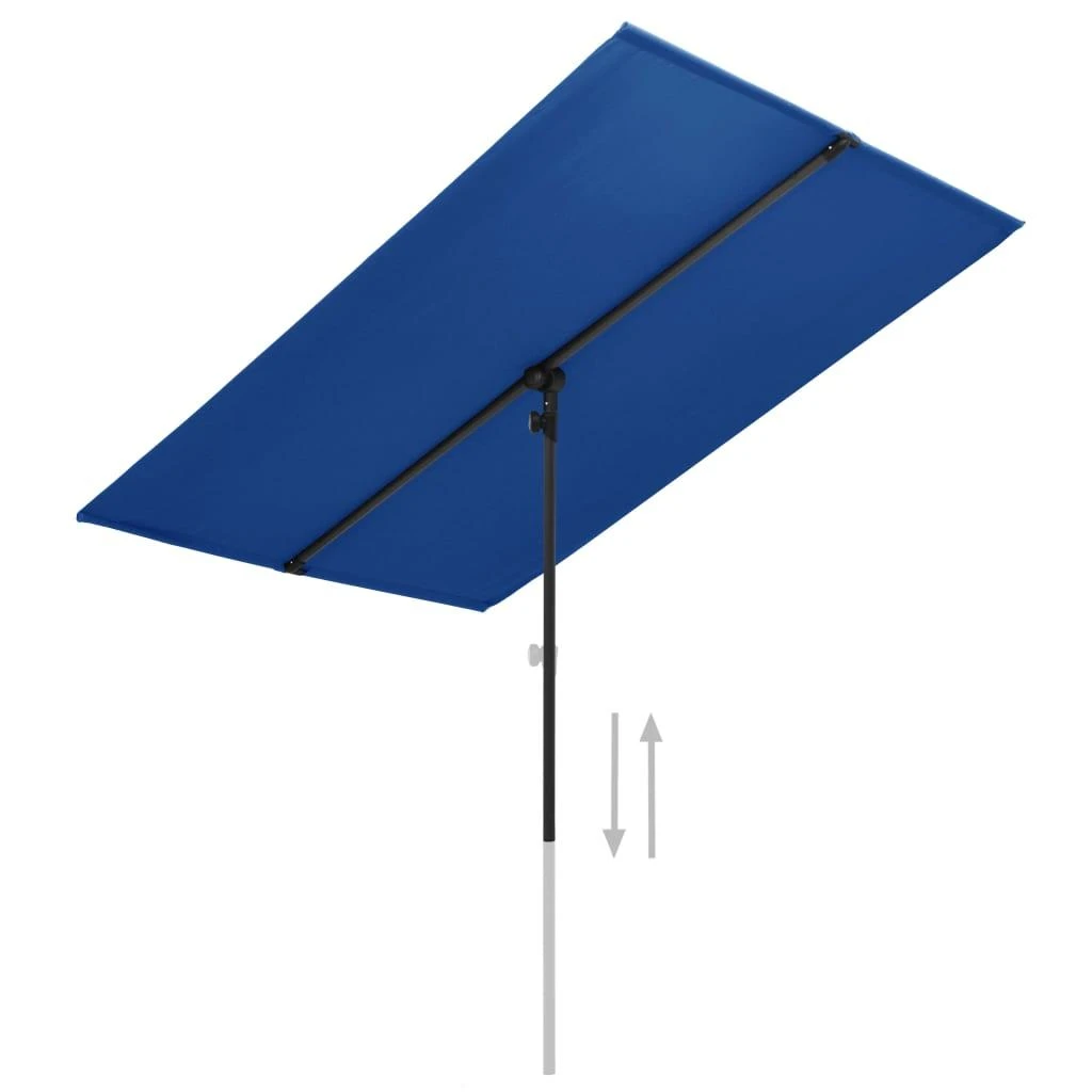 Sodo skėtis nuo saulės su aliuminio stulpu, mėlynas, 2x1,5m