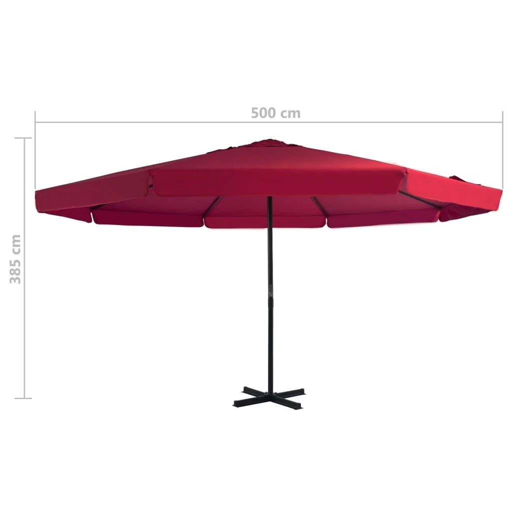Lauko skėtis nuo saulės su aliuminio stulpu, raudonas, 500cm