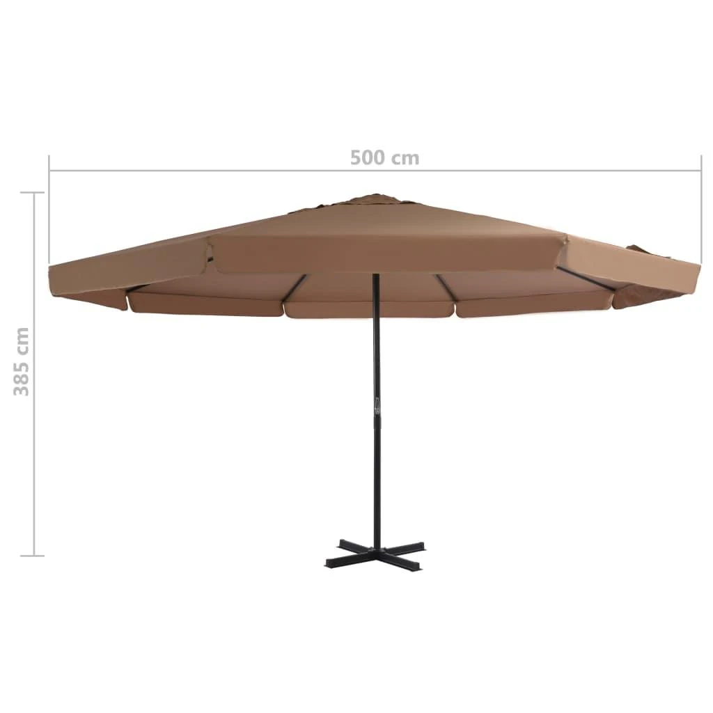 Lauko skėtis nuo saulės su aliuminio stulpu, taupe, 500 cm
