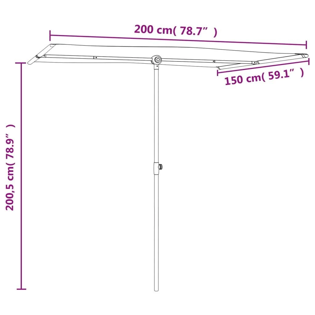 Sodo skėtis nuo saulės su aliuminio stulpu, terakota, 2x1,5m