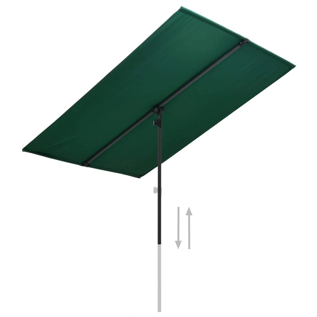 Sodo skėtis nuo saulės su aliuminio stulpu, žalias, 2x1,5m