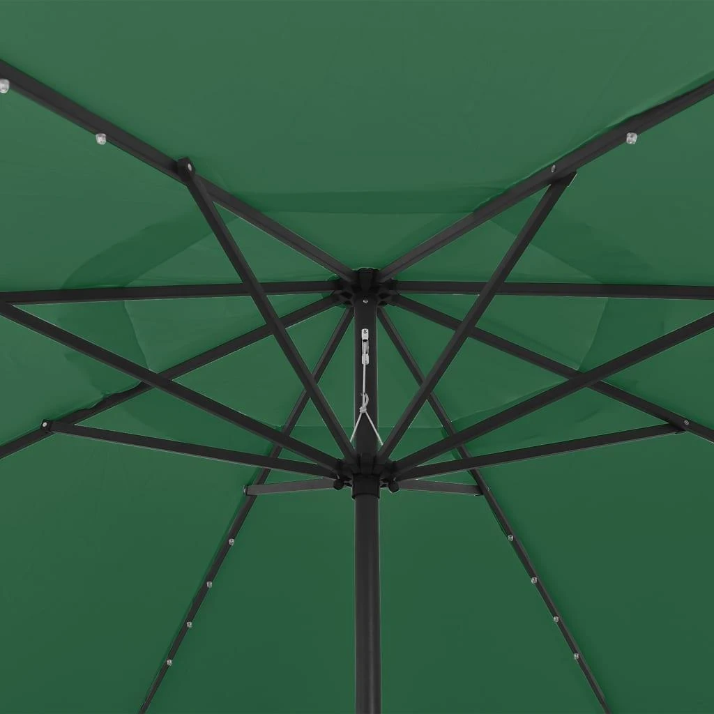 Sodo skėtis nuo saulės su LED lemputėmis, žalias, 400cm