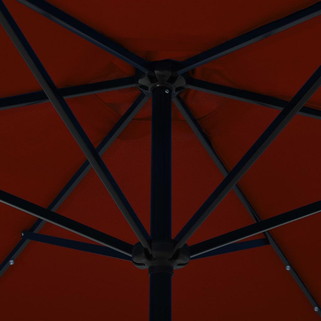 Sodo skėtis su LED ir plieniniu stulpu, terakota, 300cm