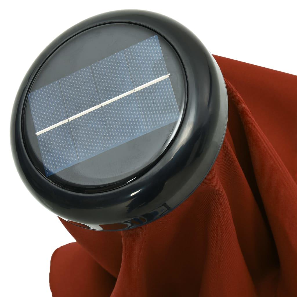 Sodo skėtis su LED ir plieniniu stulpu, terakota, 300cm