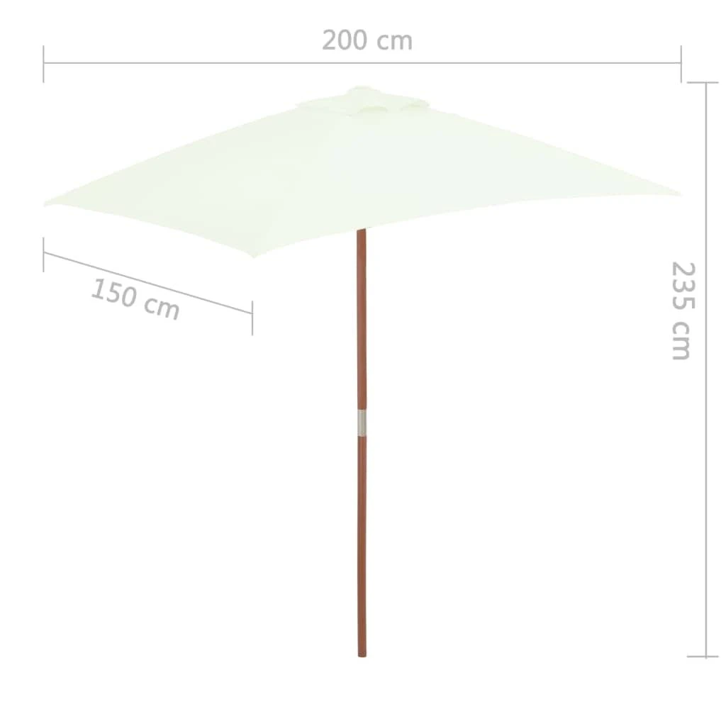 Lauko skėtis nuo saulės su mediniu stulpu, smėlio, 150x200cm