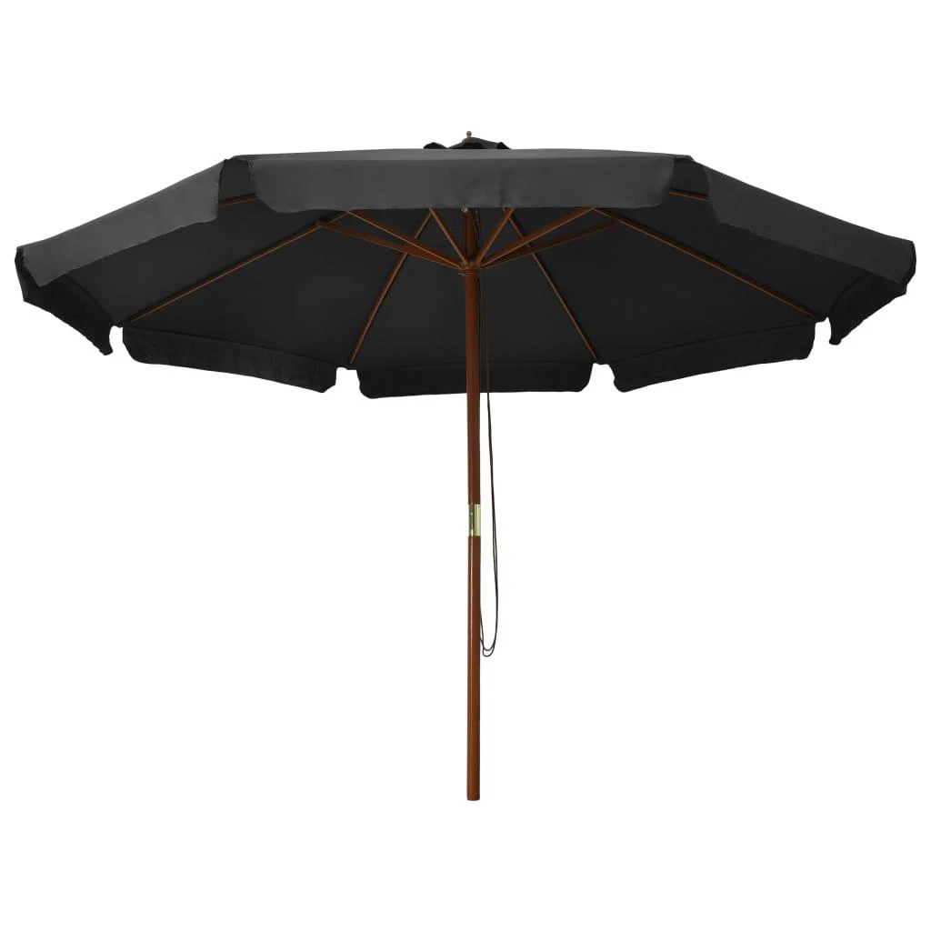 Lauko skėtis nuo saulės su mediniu stulpu, antracito, 330cm