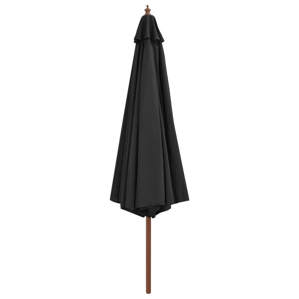 Lauko skėtis su mediniu stulpu, antracito spalvos, 350cm