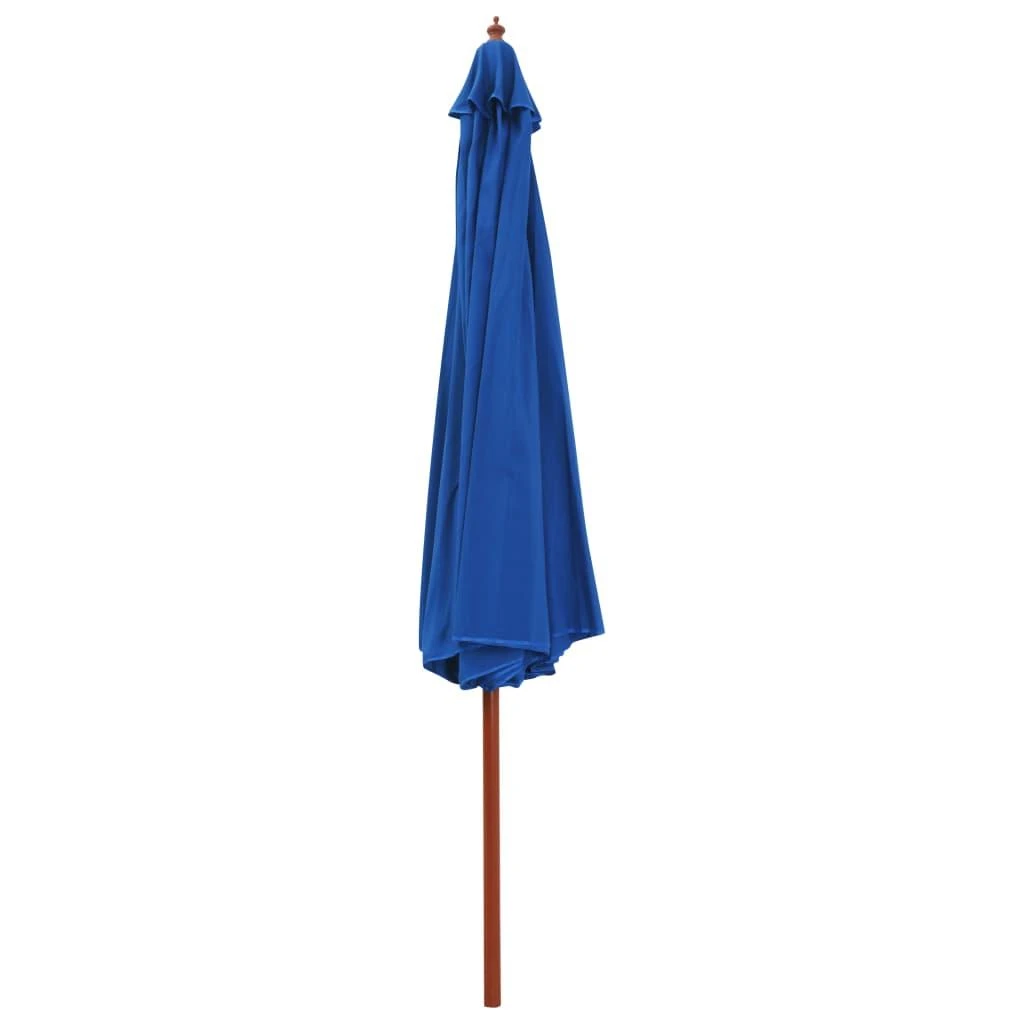 Lauko skėtis nuo saulės su mediniu stulpu, mėlynas, 350cm