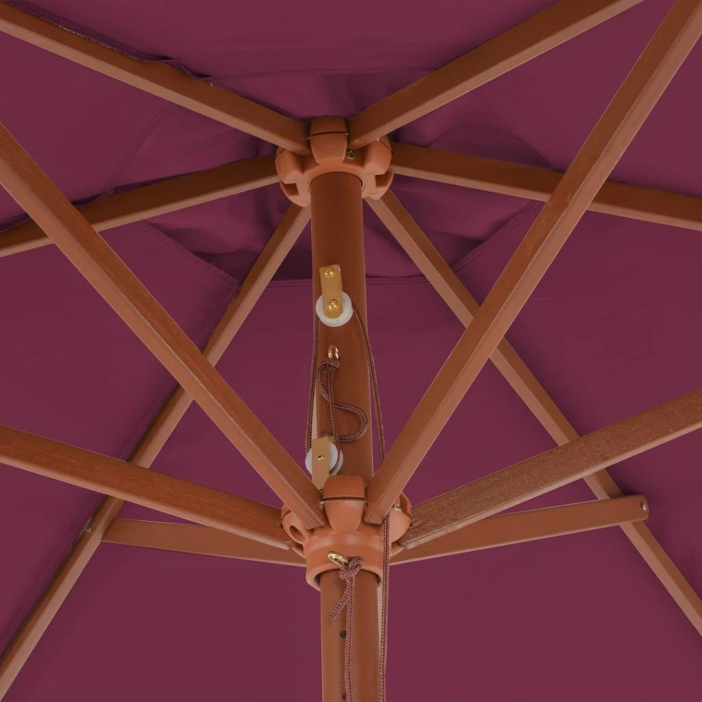 Lauko skėtis nuo saulės su mediniu stulpu, raudonas, 270cm
