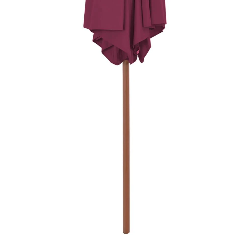 Lauko skėtis nuo saulės su mediniu stulpu, raudonas, 270cm