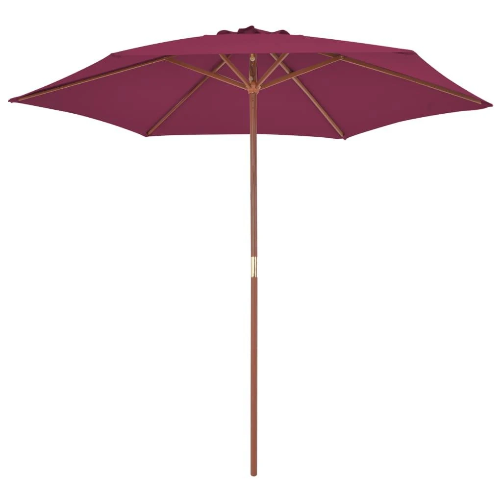 Lauko skėtis nuo saulės su mediniu stulpu, raudonas, 270cm