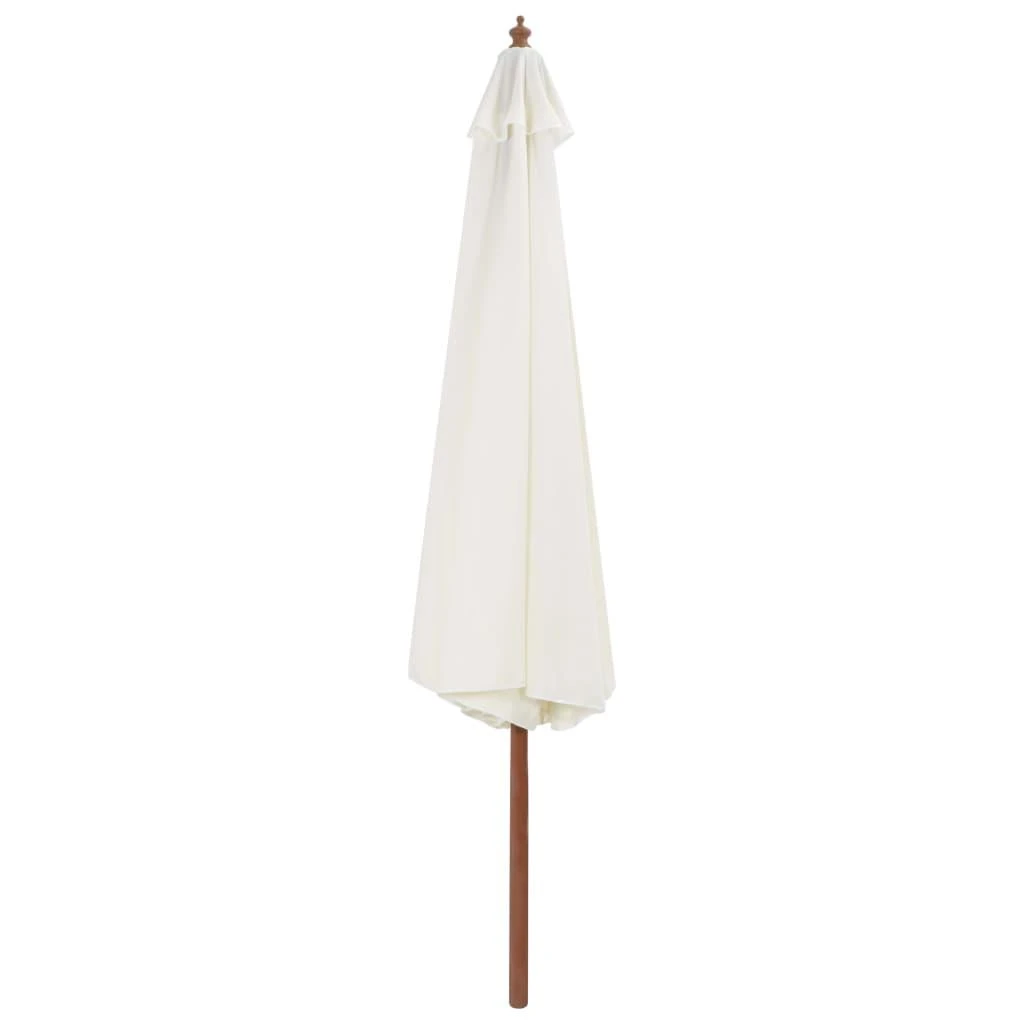 Lauko skėtis su mediniu stulpu, smėlio baltos spalvos, 350cm