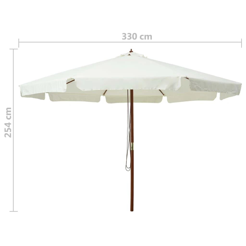 Lauko skėtis nuo saulės su mediniu stulpu, smėlio baltas, 330cm